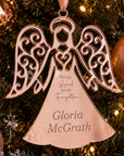mirror acrylic memorial angel ornament personalised with engraved name and remembrance message