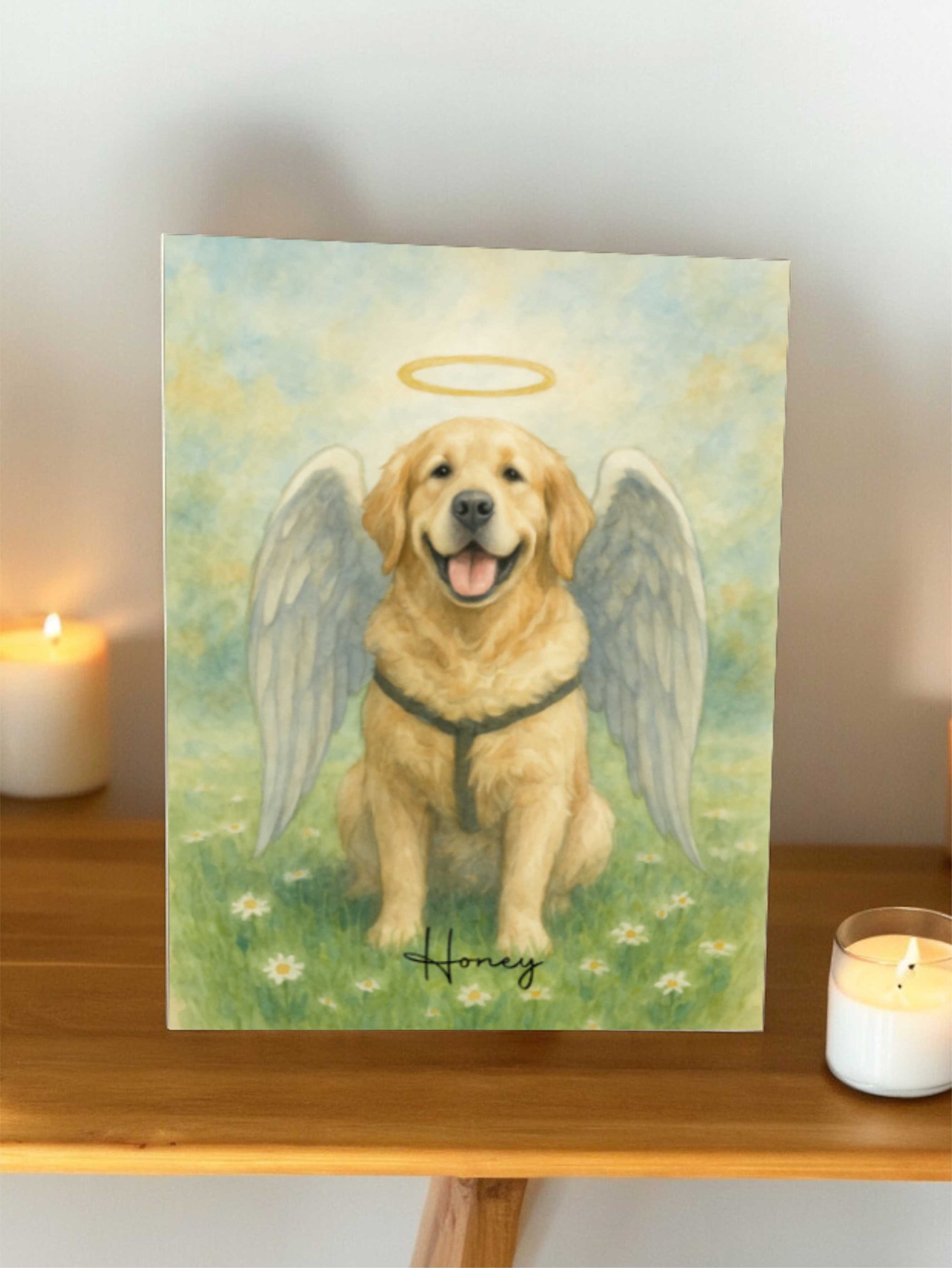 Peet memorial photo with halo and wings