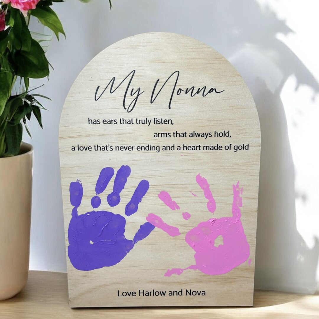 personalised mothers day gift, hand print plaque