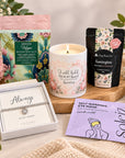 Sympathy care package with memorial candle, bath salts and self-care gifts
