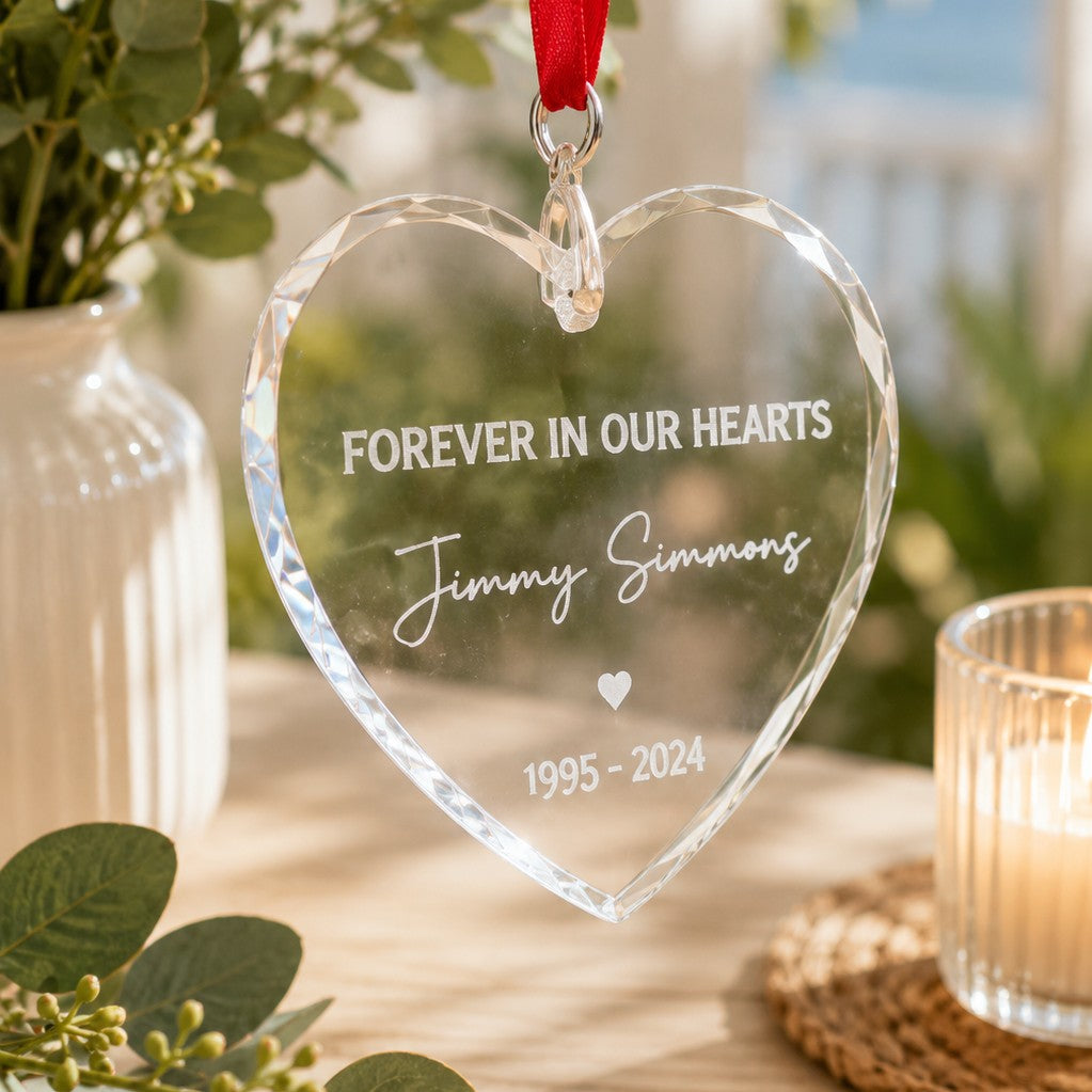 heart crystal memorial ornament