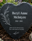 Personalised memorial garden slate heart plaque with custom name and memorial message