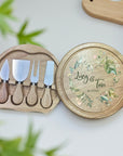 Personalised leafy heart cheese board with names