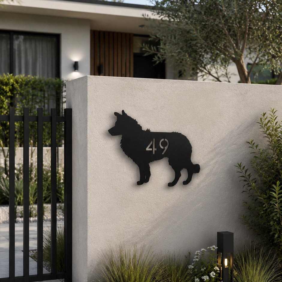 dog breed house number sign