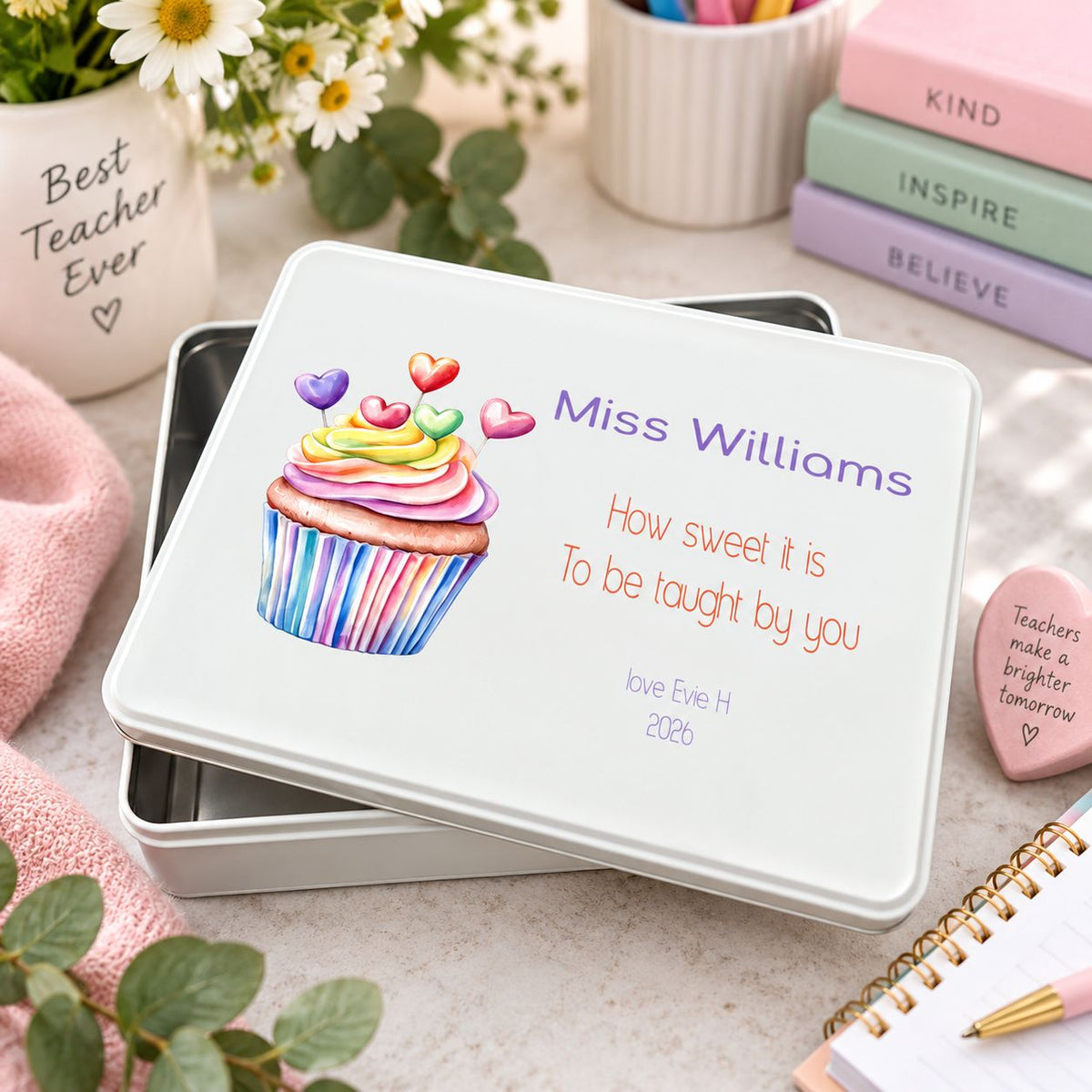 personalised teacher gift, tin