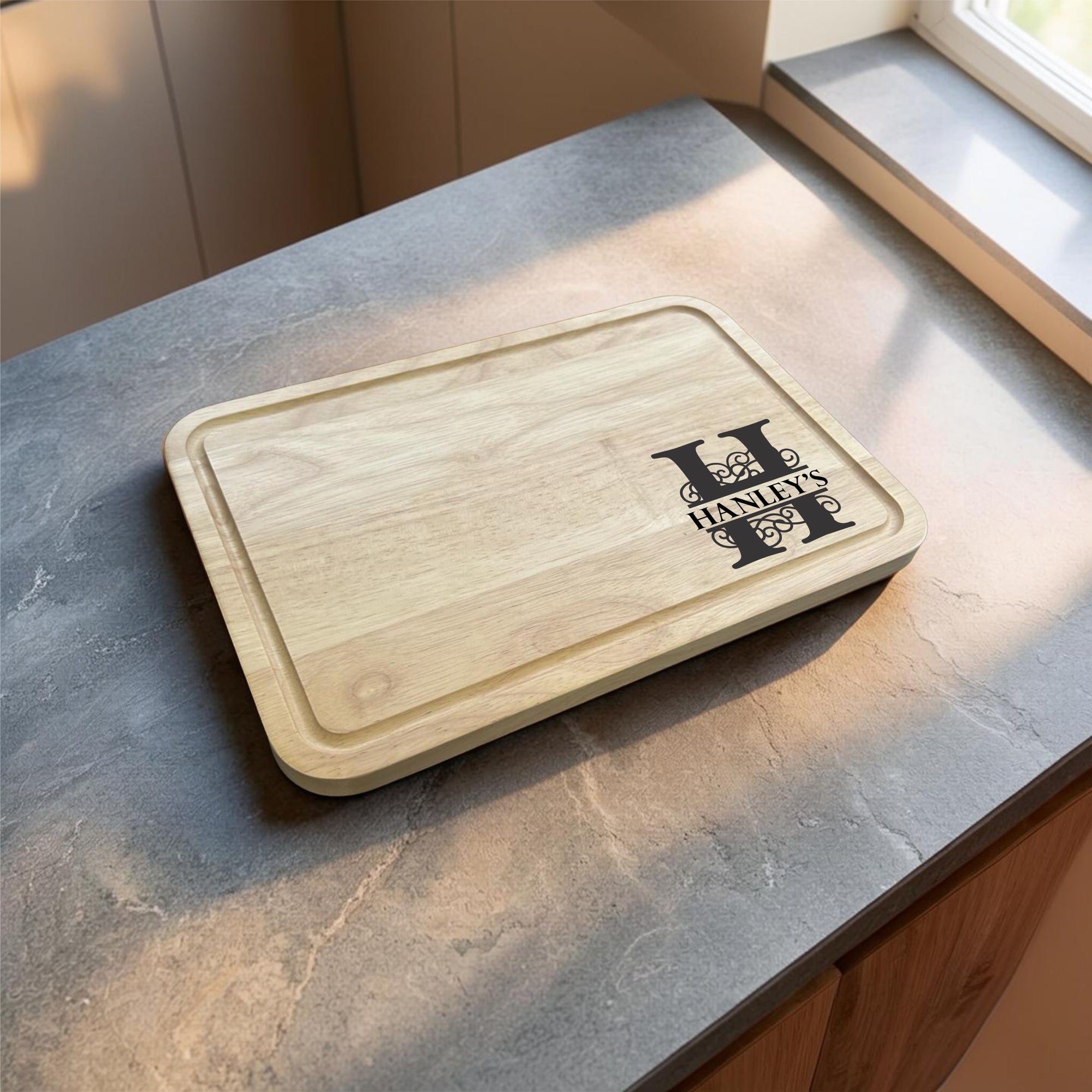 personalised monogram engraved chopping board