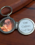 locket keyring with photo and text
