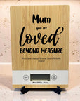 Personalised Bamboo Kitchen Scales – “Loved Beyond Measure”