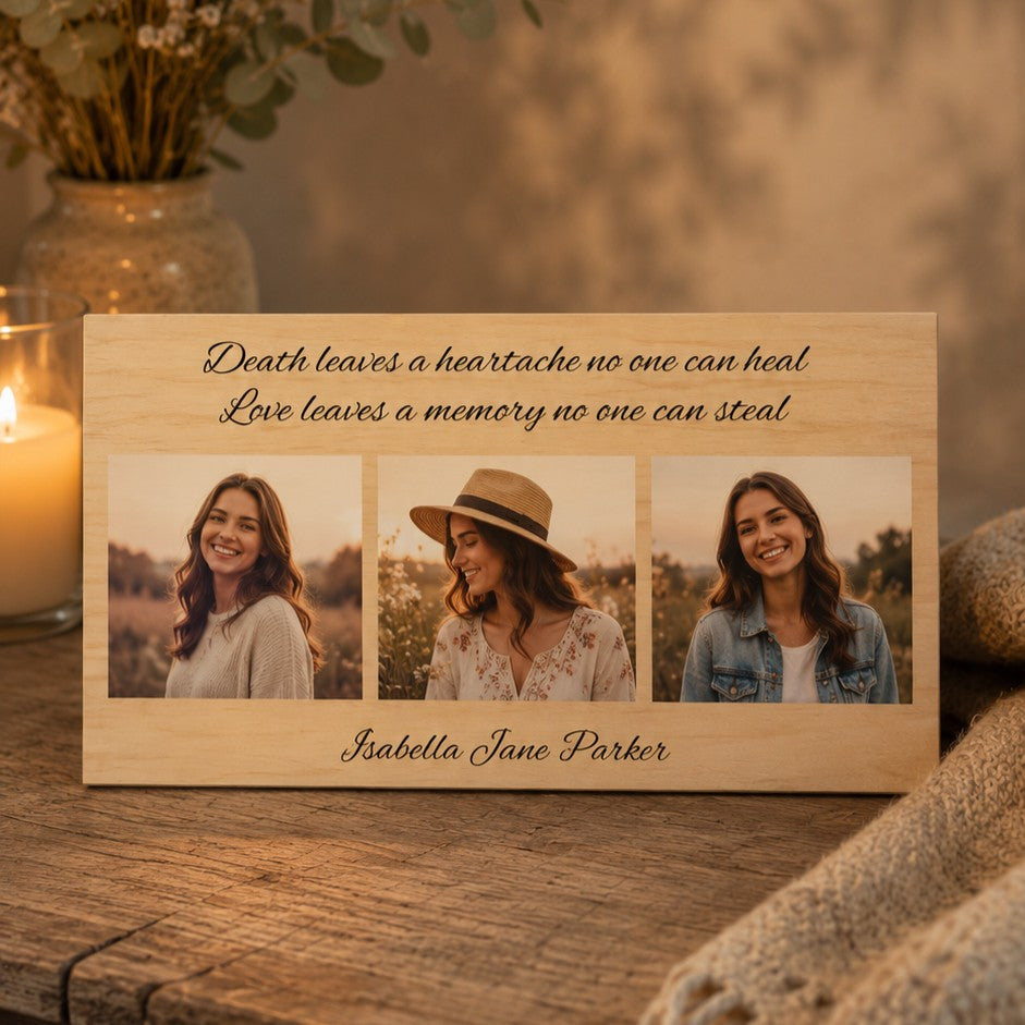 3 photo memorial plaque