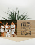 Free-standing personalised wooden family photo block gift