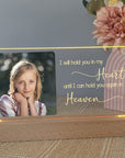 Personalised memorial acrylic photo LED night light with wooden base