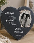 Personalised natural slate heart remembrance plaque for garden or home display