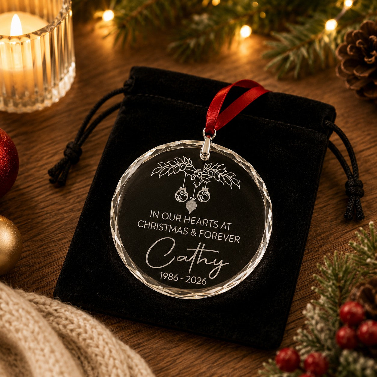memorial ornament engraved crystal