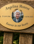 memorial bench plaque with photo