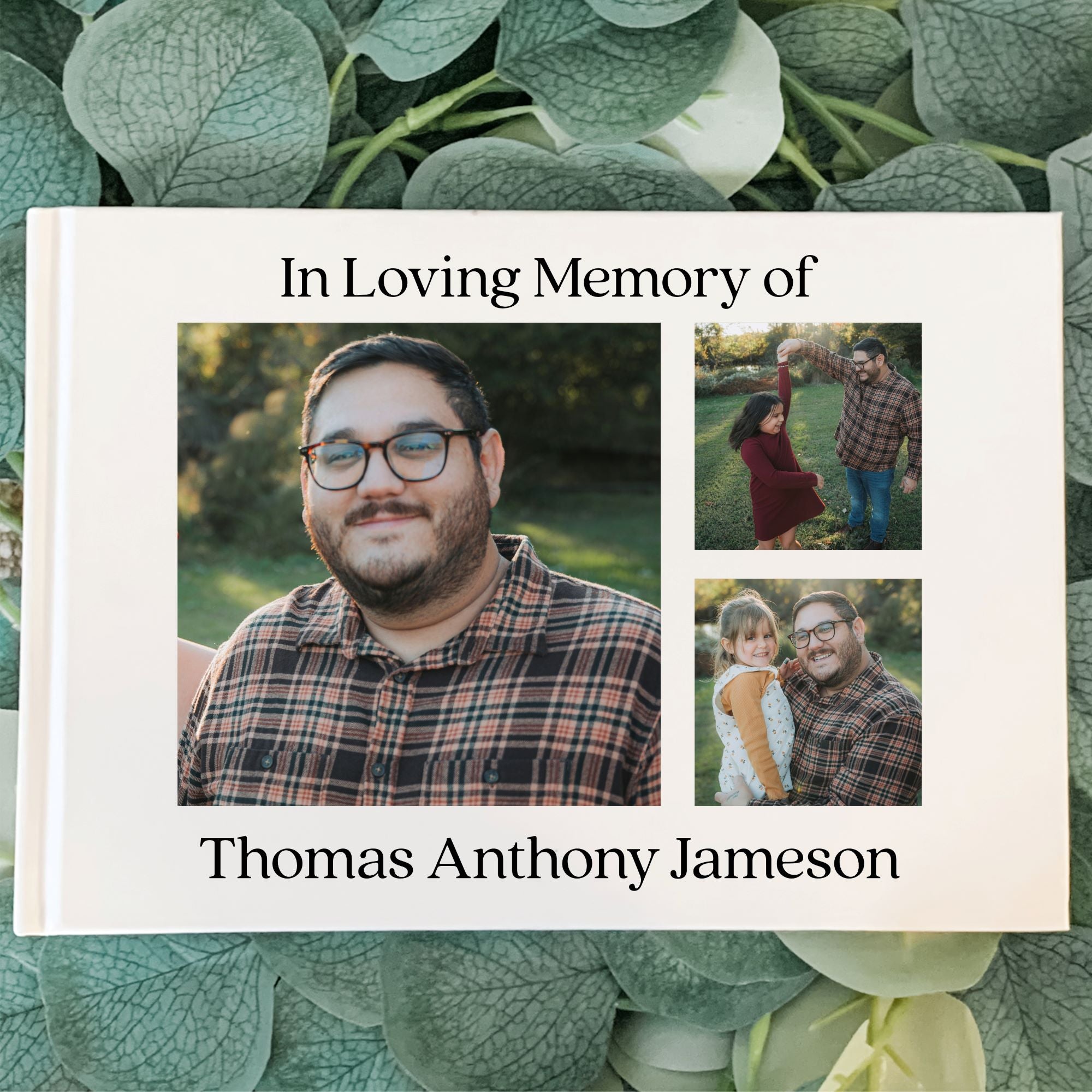 Personalised memorial guest book in loving memory