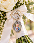 Wedding bouquet memorial photo brooch
