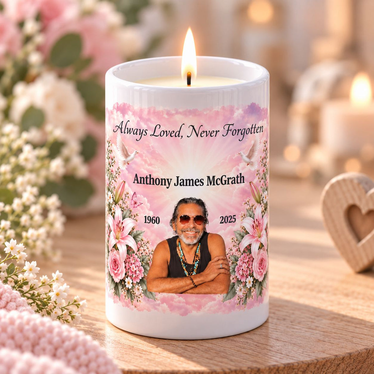 personalised memorial candle
