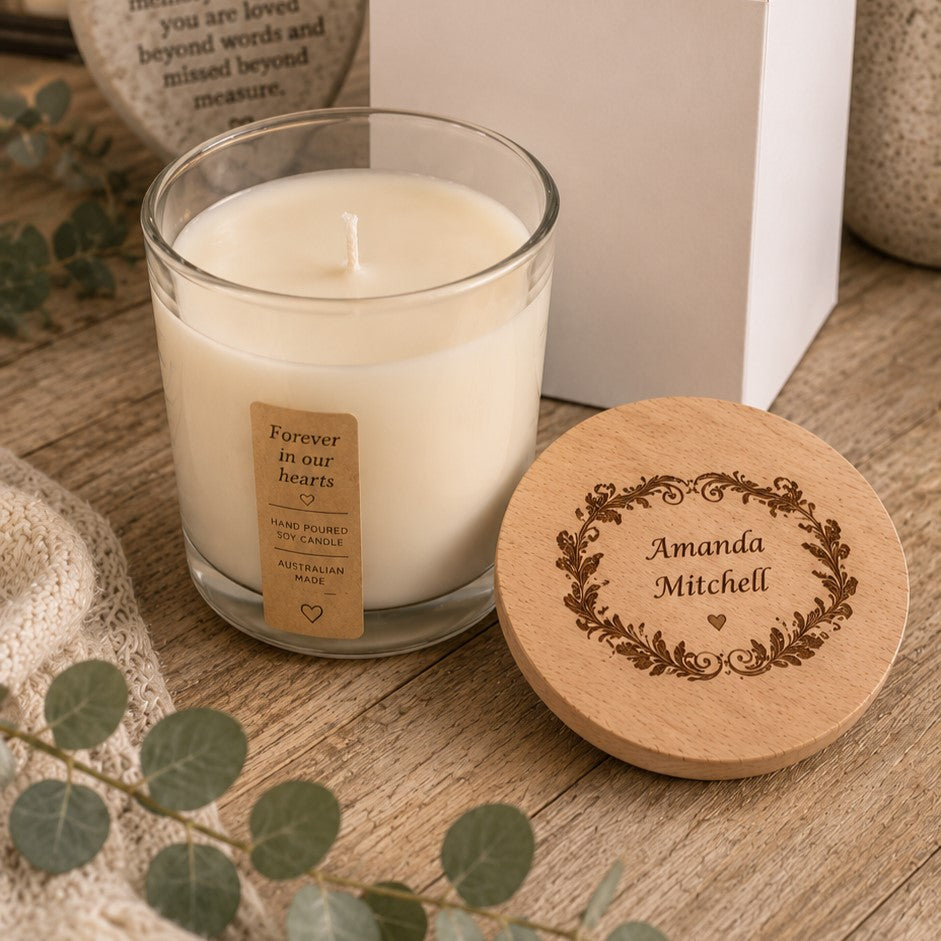 engraved memorial candle