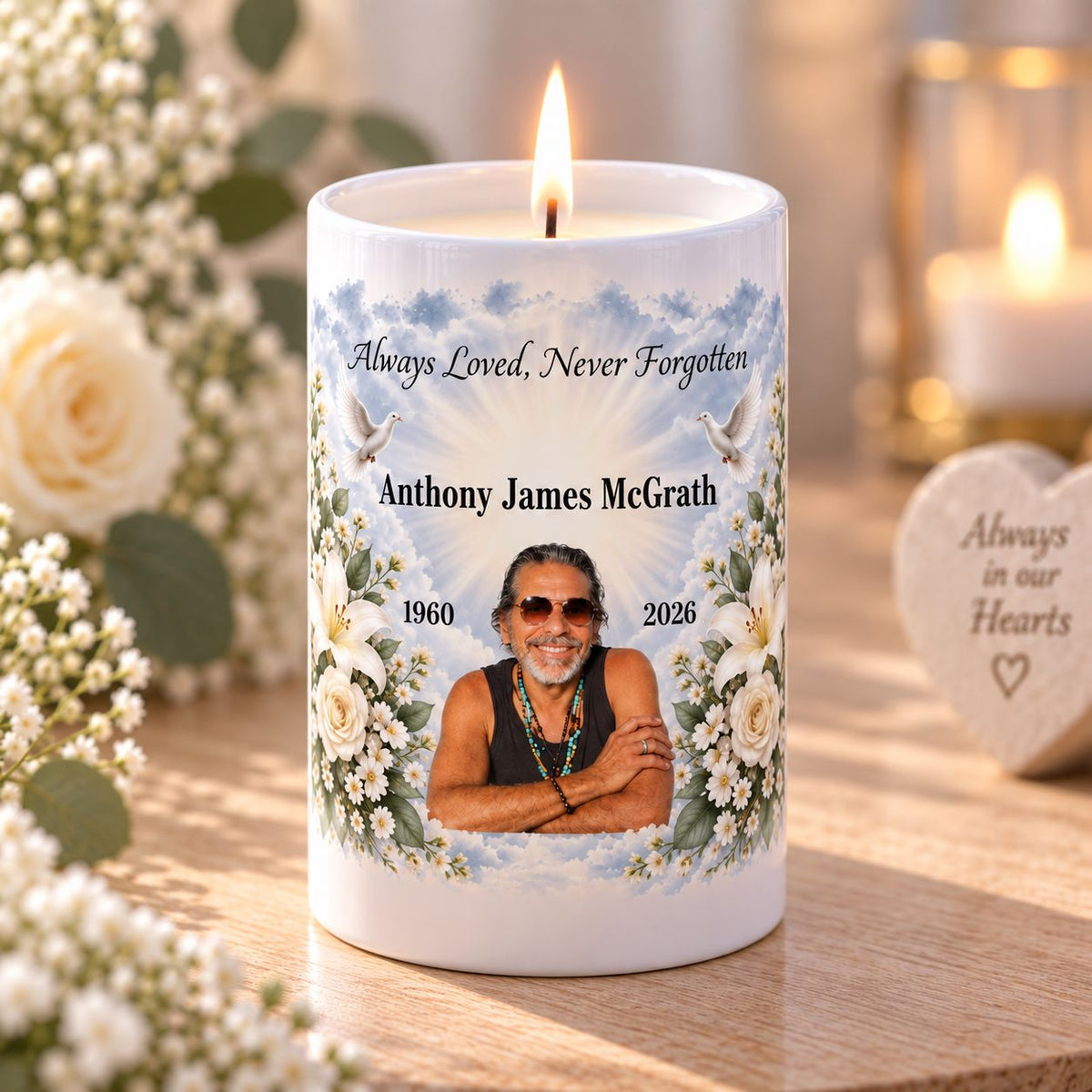 memorial photo candle