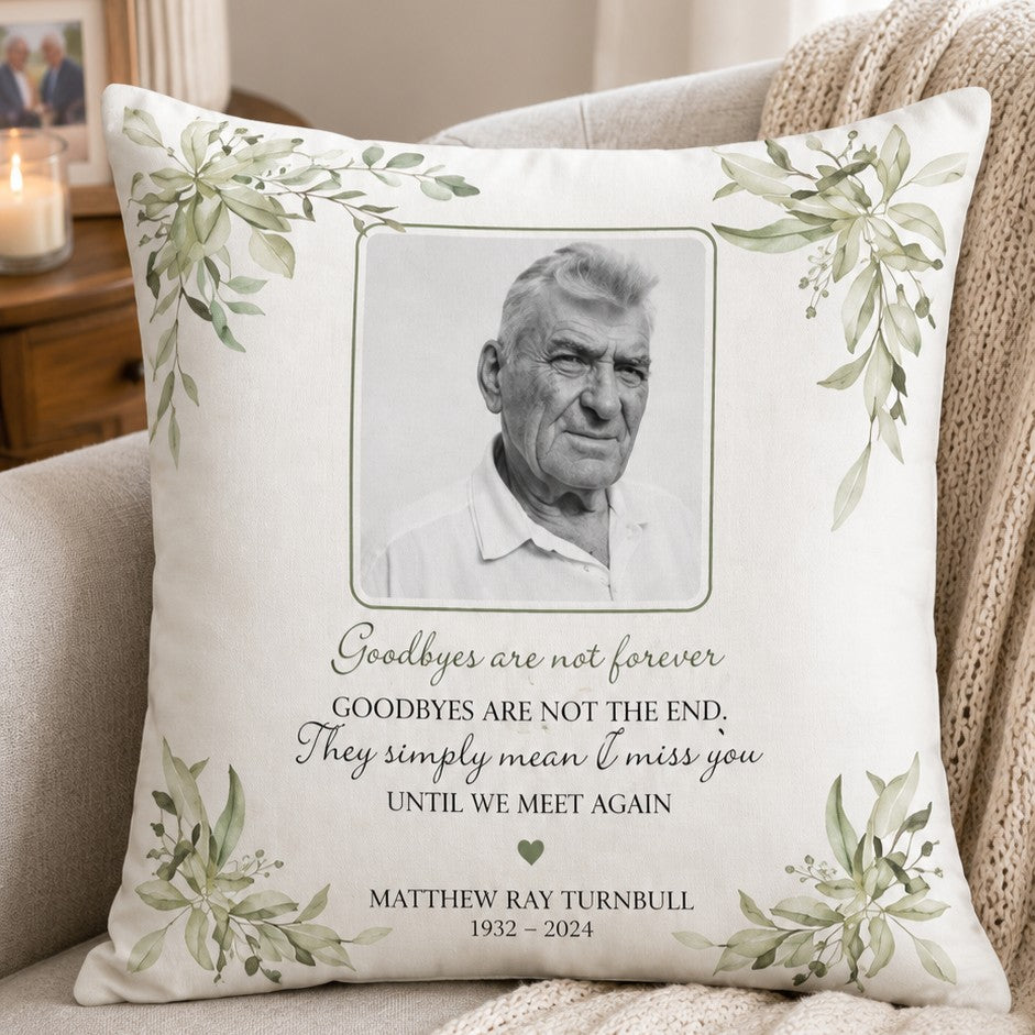 memorial pillow with leaf design