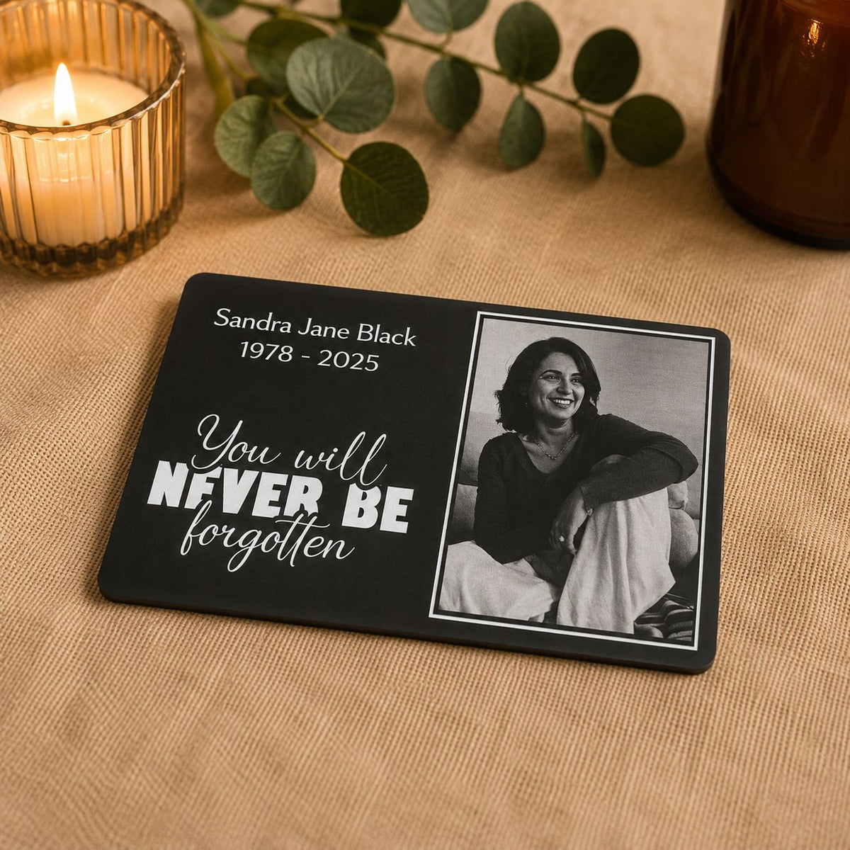 personalised metal wallet card for memorials