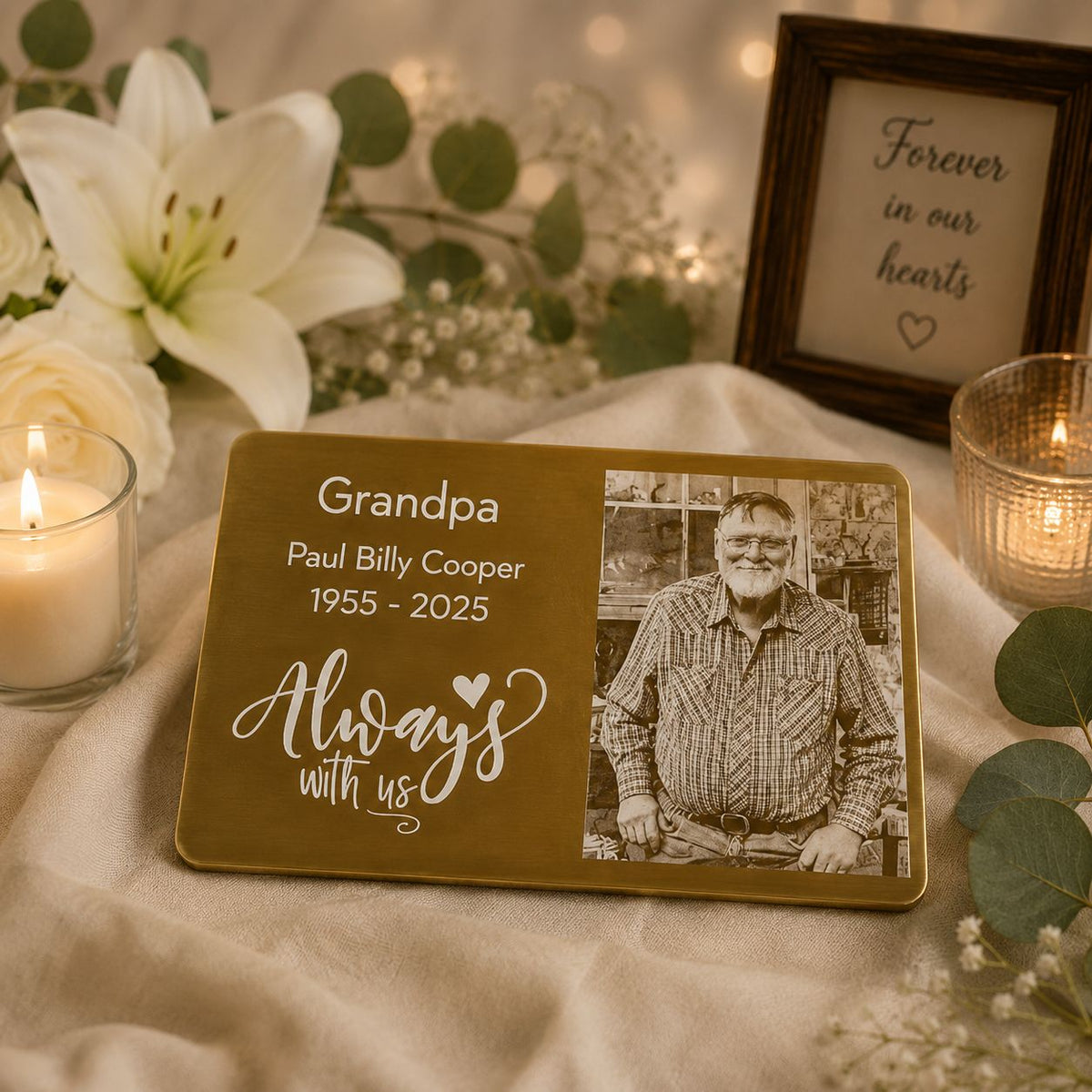 memorial metal wallet card