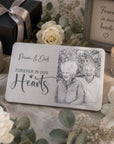 Memorial wallet card keepsakes with engraved photo and quote for funeral guests