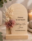 Memorial plaque with flowers and personalised text 
