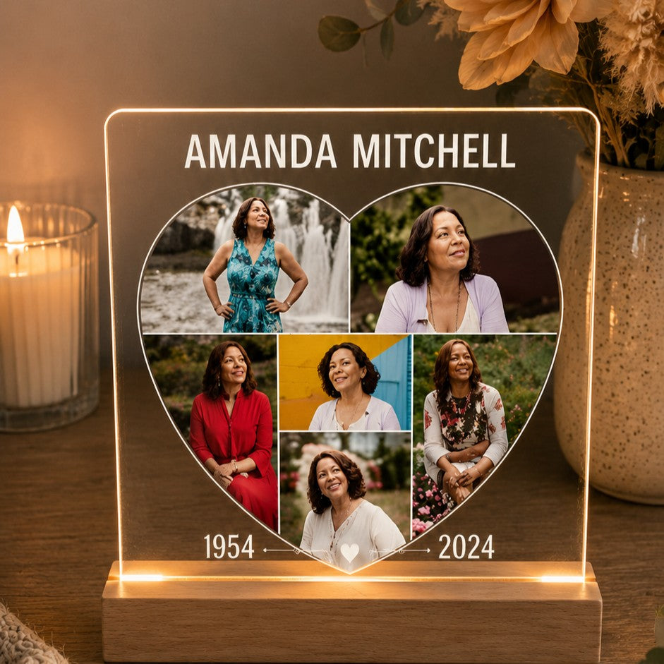 memorial light with heart collage