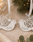 personalised silver mirror bird ornament with custom name