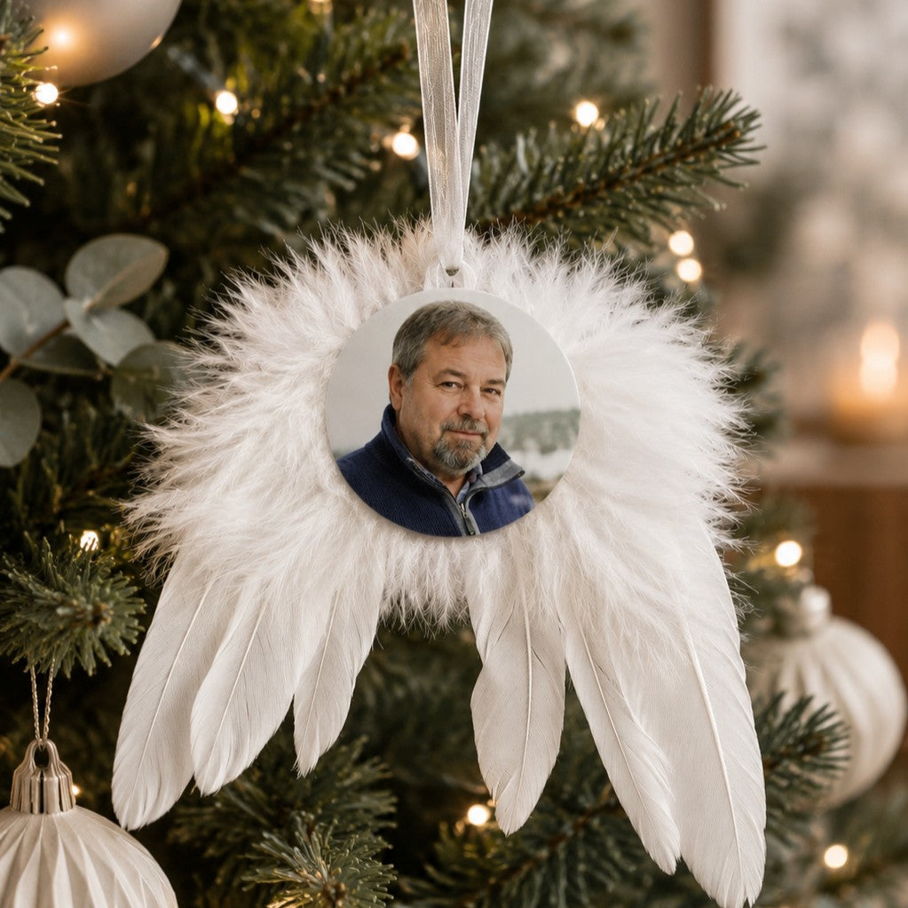memorial ornament with feathers