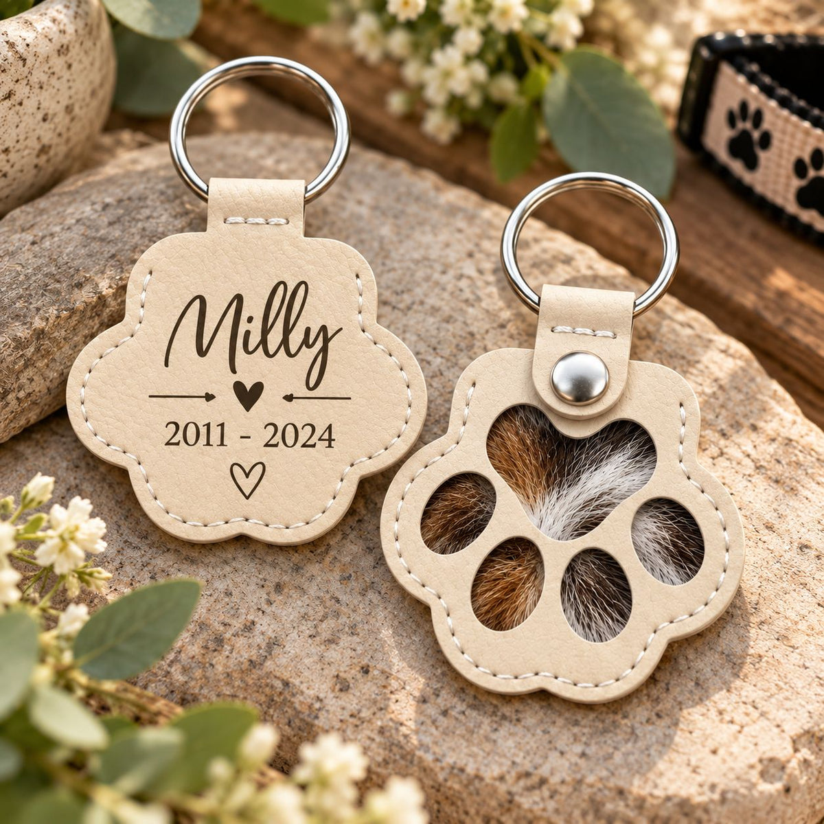 pet fur keepsake paw print keyring