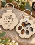 pet fur keepsake paw print keyring
