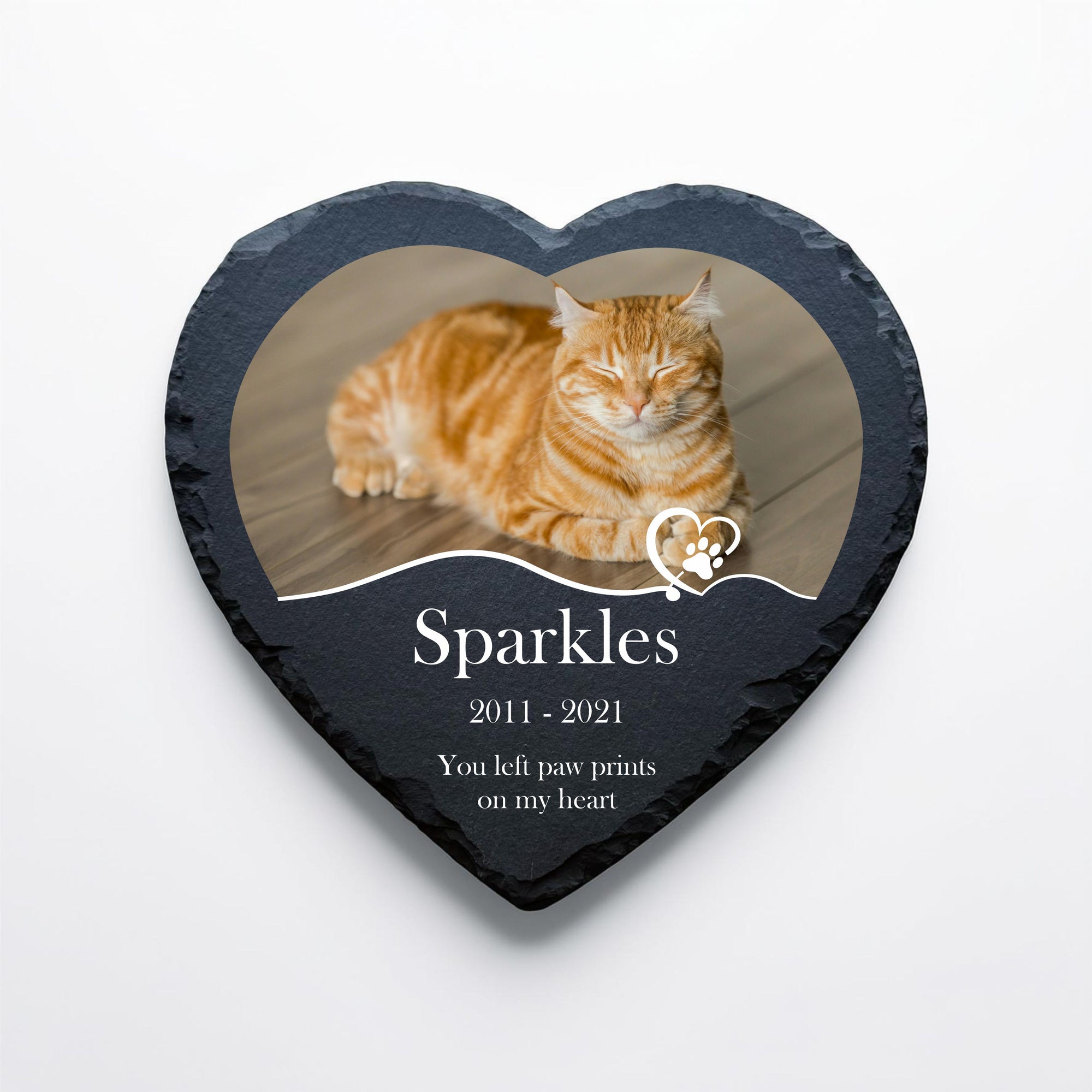 personalised slate heart pet memorial plaque with photo