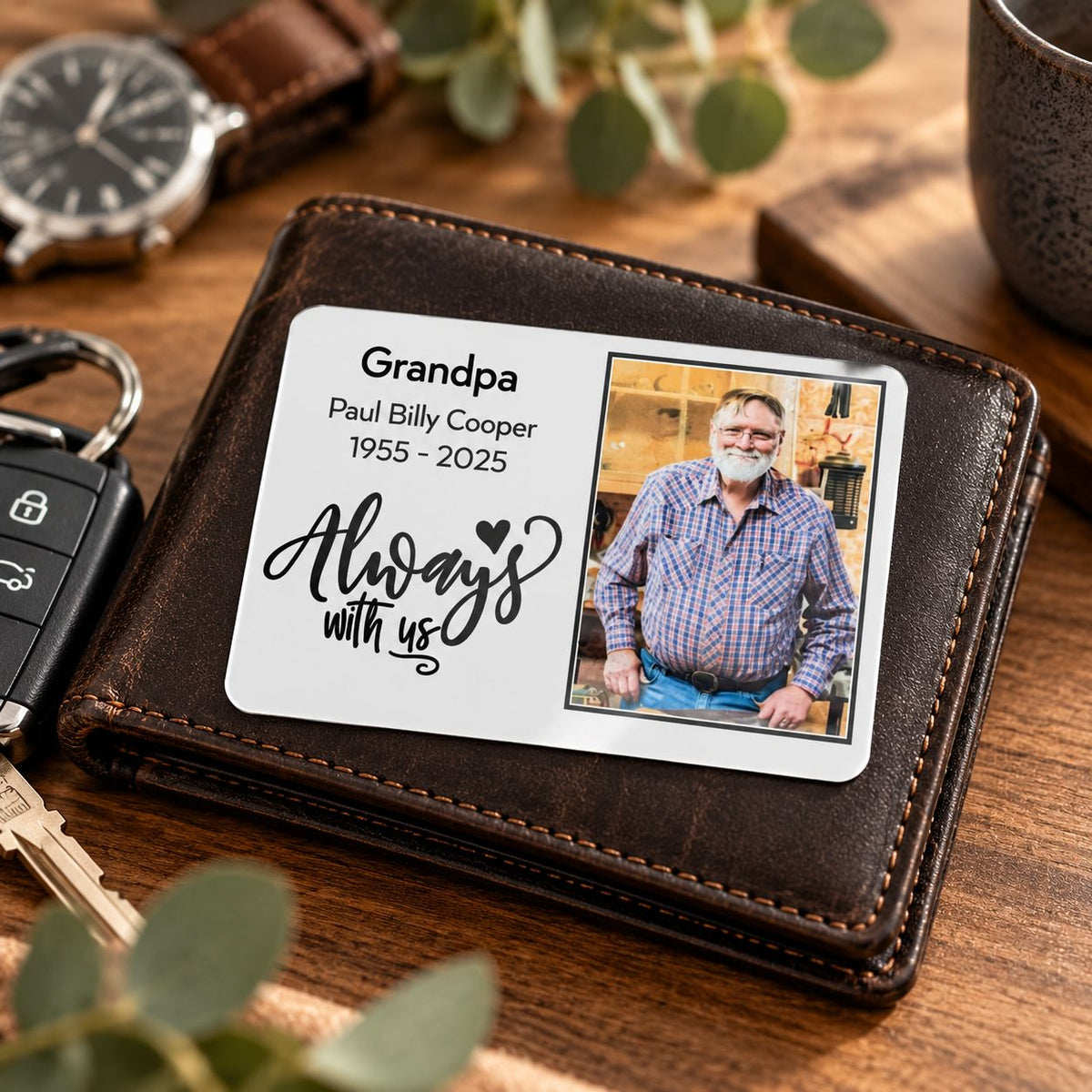 memorial photo wallet card