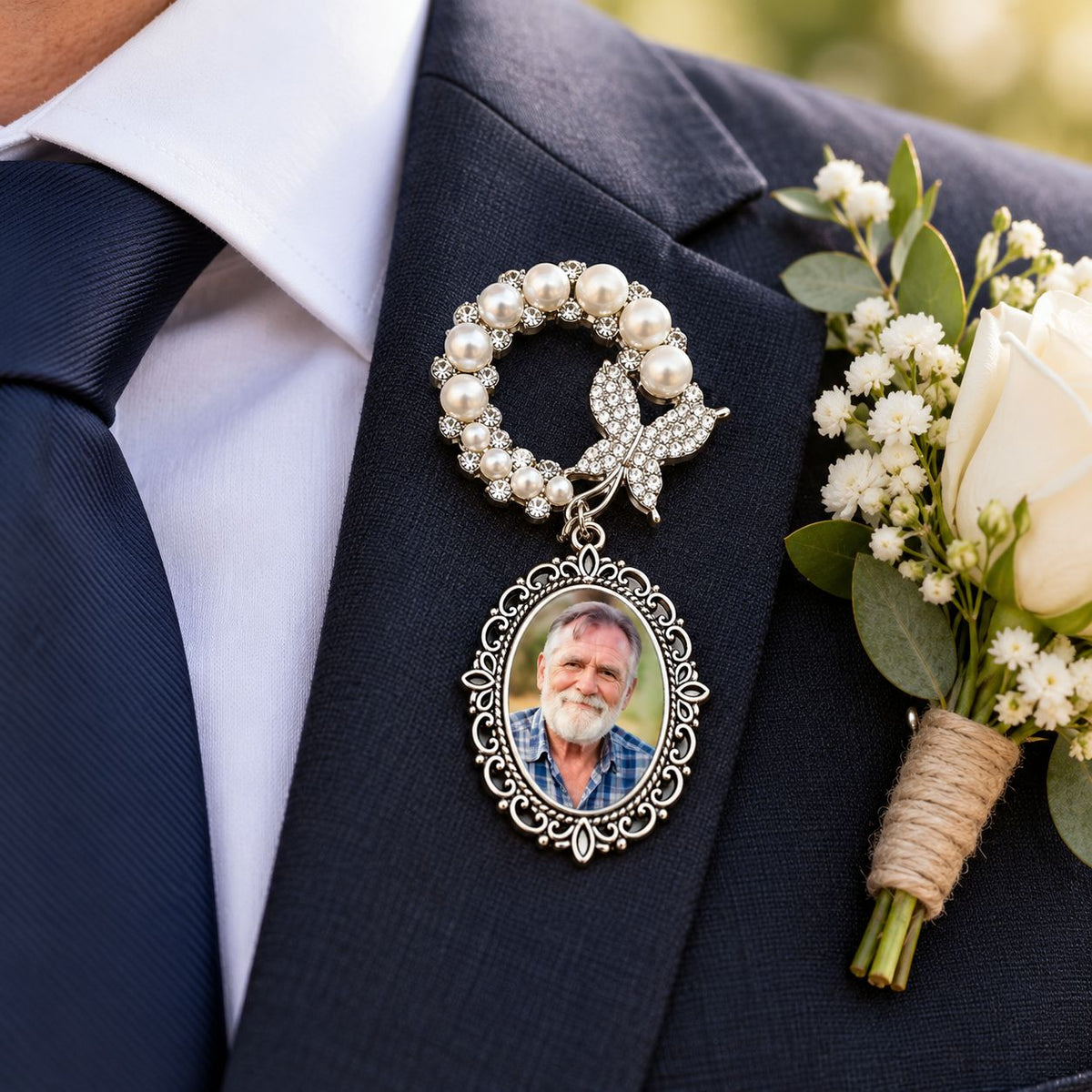 memorial photo brooch