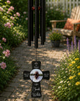 memorial windchimes with cross