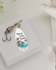 Personalised fishing lure with custom name or message, presented in gift box
