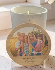 personalised candle with family photo Mother’s Day