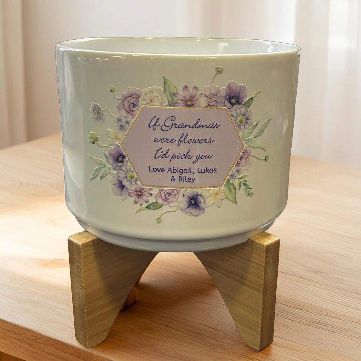 Floral Mother’s Day personalised planter with custom message