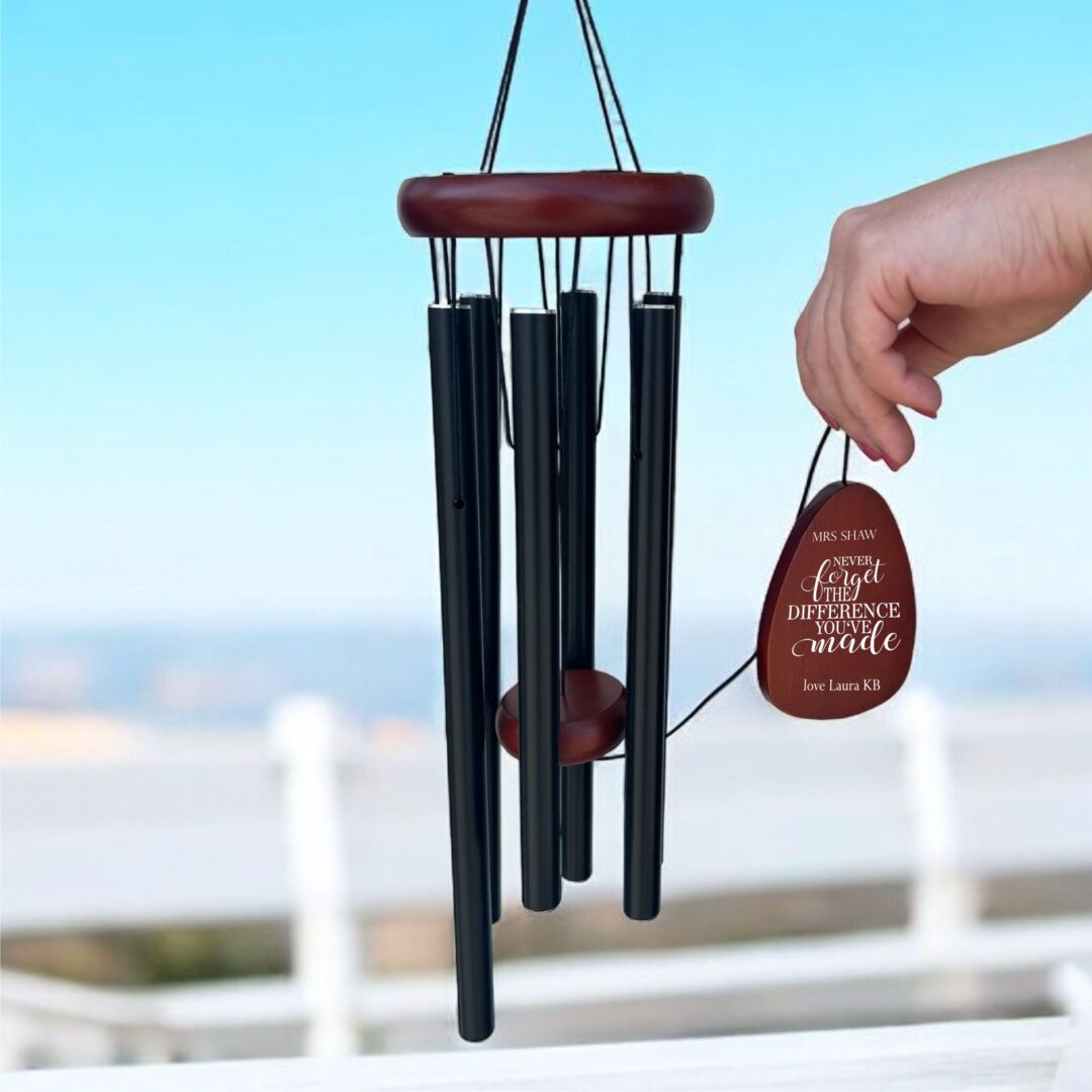 personalised teacher gifts, personalised wind chimes