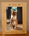Personalised pet memorial bamboo photo frame with name