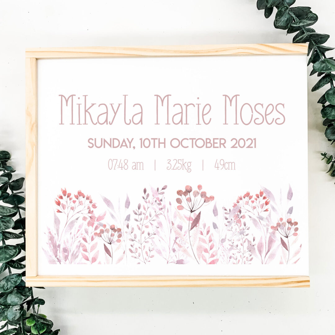 Personalised pink floral baby keepsake box