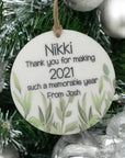 Personalised teacher thank you ornament