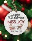 Personalised teacher Christmas ornament with reindeer design