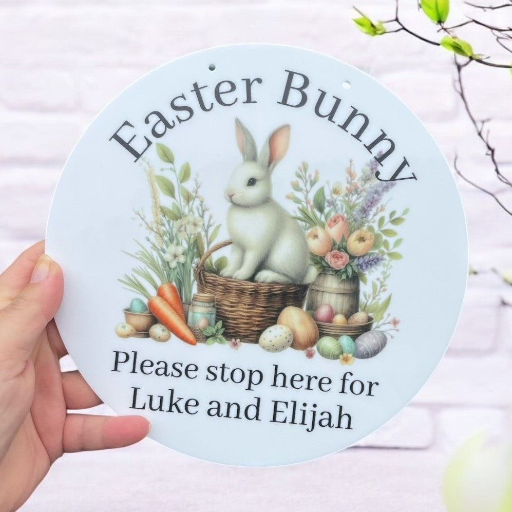 Bunny Sign Personalised Santa Please Stop Here Sign With Milk And