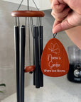 Personalised butterfly wind chimes with custom wording plaque, 80cm long