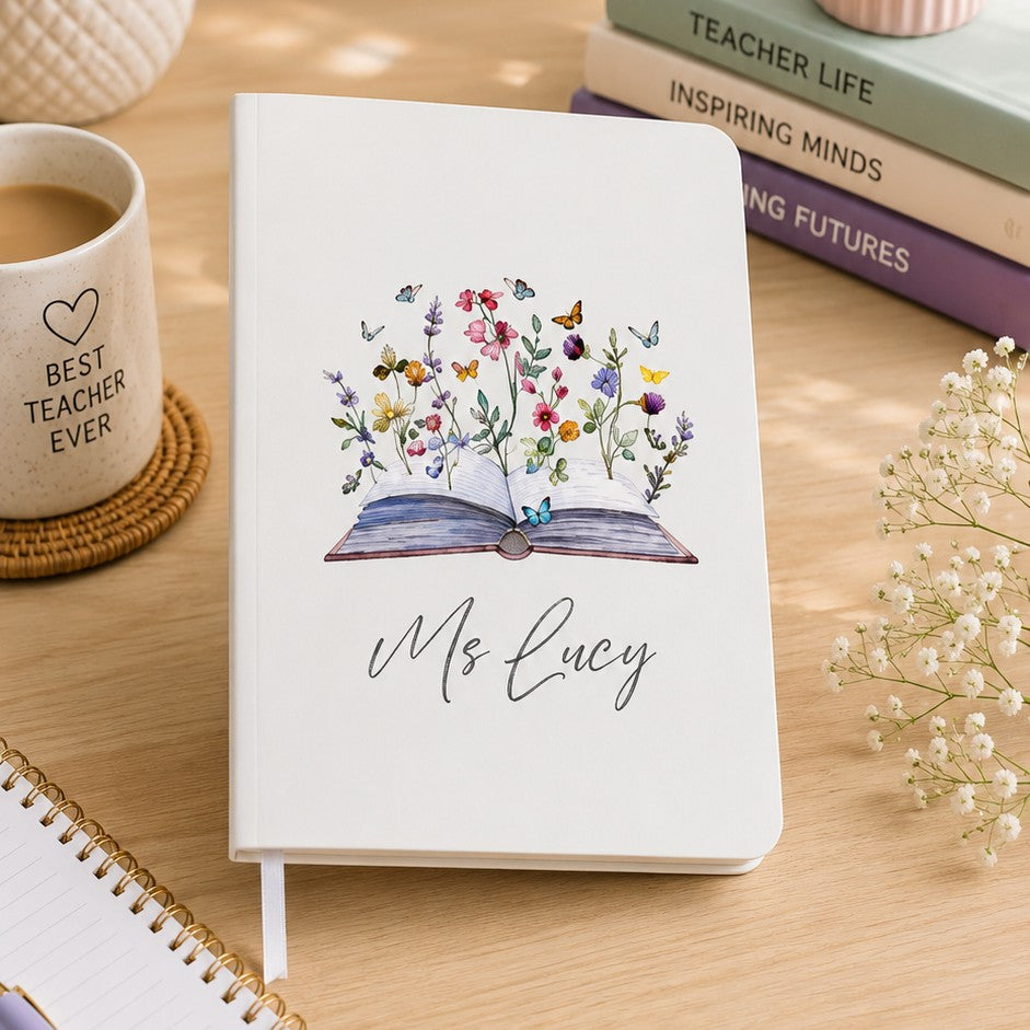 personalised white notebook