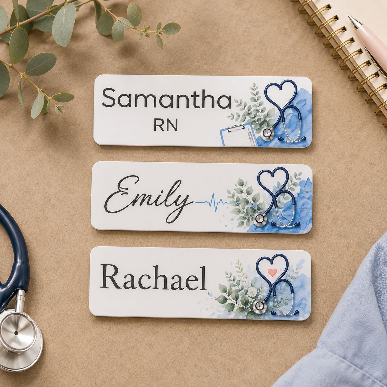 Custom magnetic nurse name badge 85 × 30mm with name and optional nursing title