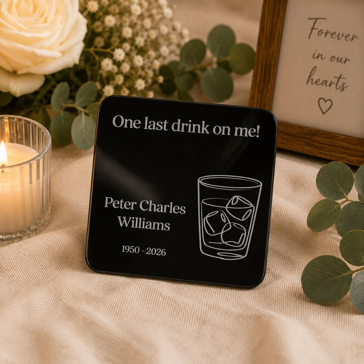 funeral favours personalised coasters